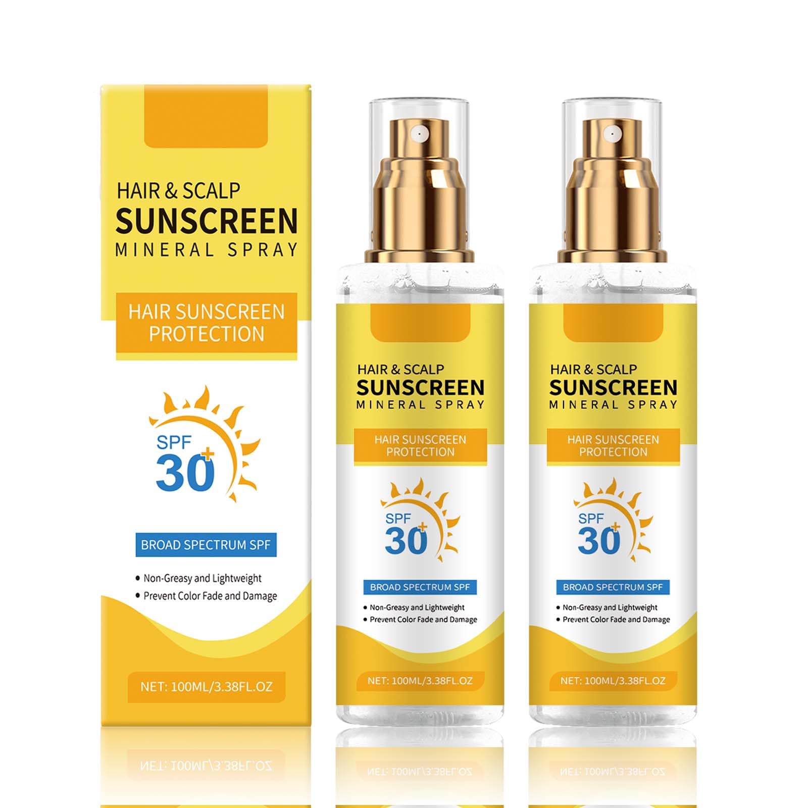 Hair Scalp Sunscreen Mineral Spray 2PCS Ultimate Hair Scalp Sunscreen Spray SPF 30 UV Protection for Scalp and