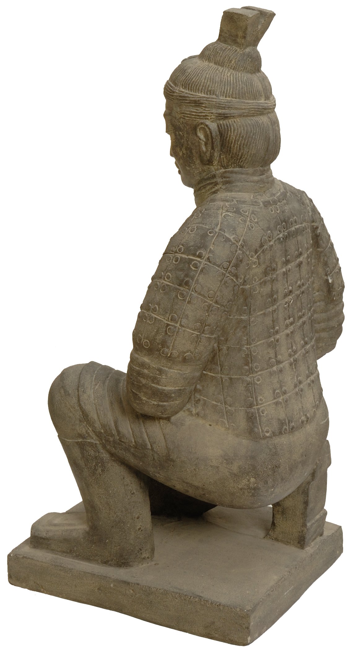 korb.outlet Figurka ogrodowa chiński żołnierz klęczący odlew kamienny/figurka wojownika terakota wojownika statuetka wojska 100 cm do domu i ogrodu