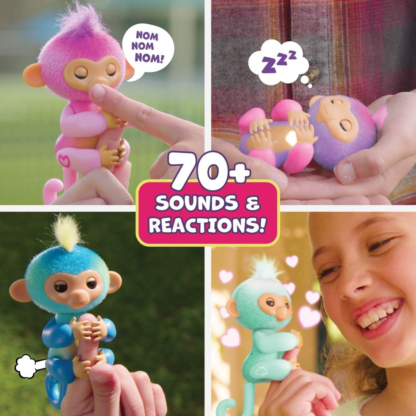 Fingerlings Interactive Baby Monkeys - Pack of 2 - Charli & Leo, 70+ Sounds & Reactions, Heart Lights Up, Reacts to Touch (Ages 5+)