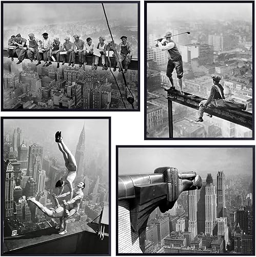 New York City Photos Set - Vintage NYC Skyline Wall Art Decor Photographs - 8x10 Poster Picture Prints - Gift for New Yorker, NY, Big Apple,