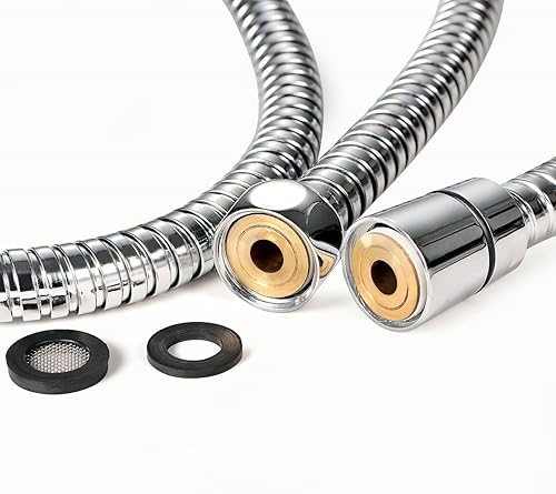 Miniatura 3 de Purelux, sustitución con doble bloqueo  Manguera de regadera de acero inoxidable, con accesorios de latón.