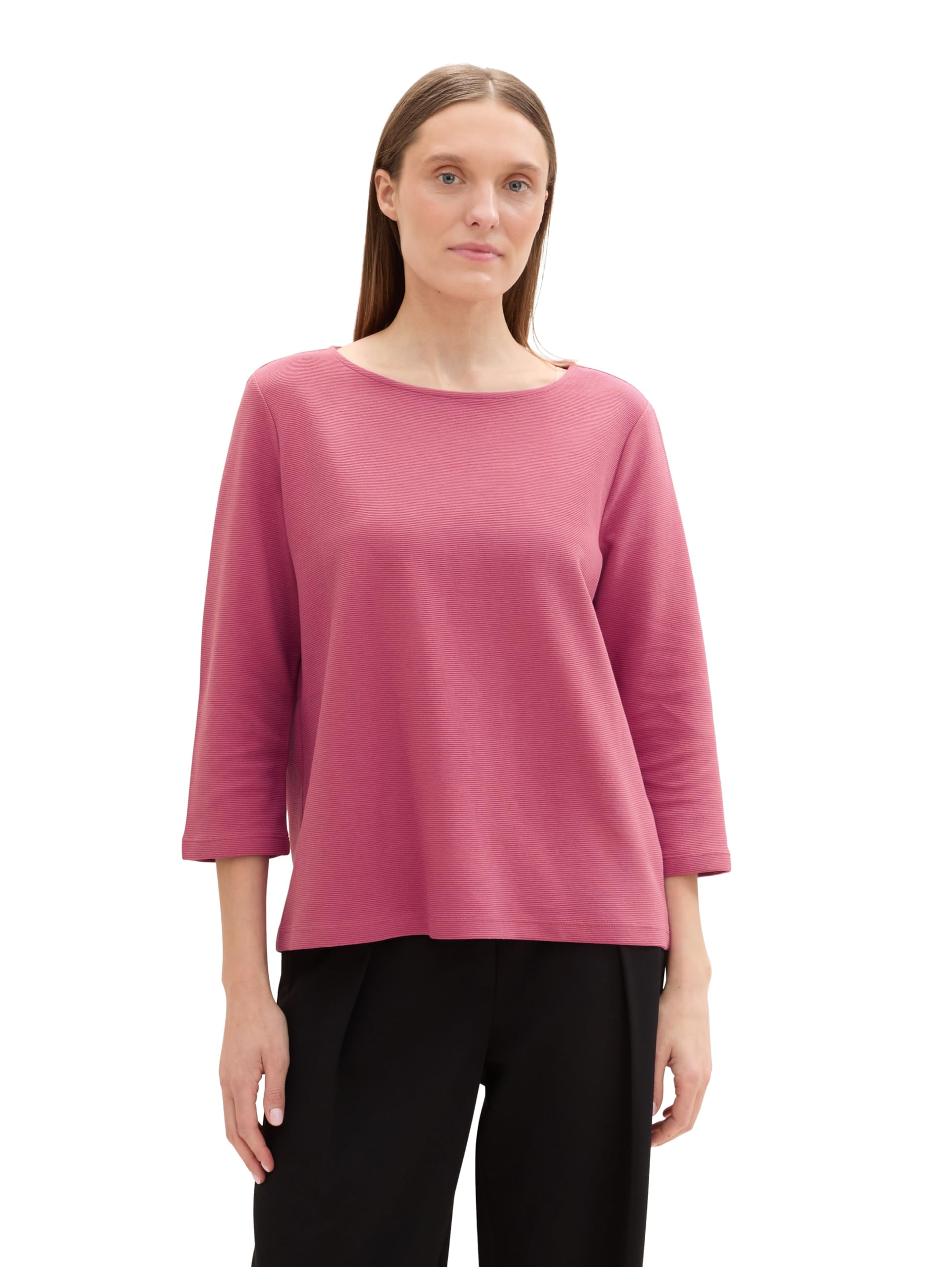 Tom Tailor Damen 1043102 Langarm Shirt mit Struktur