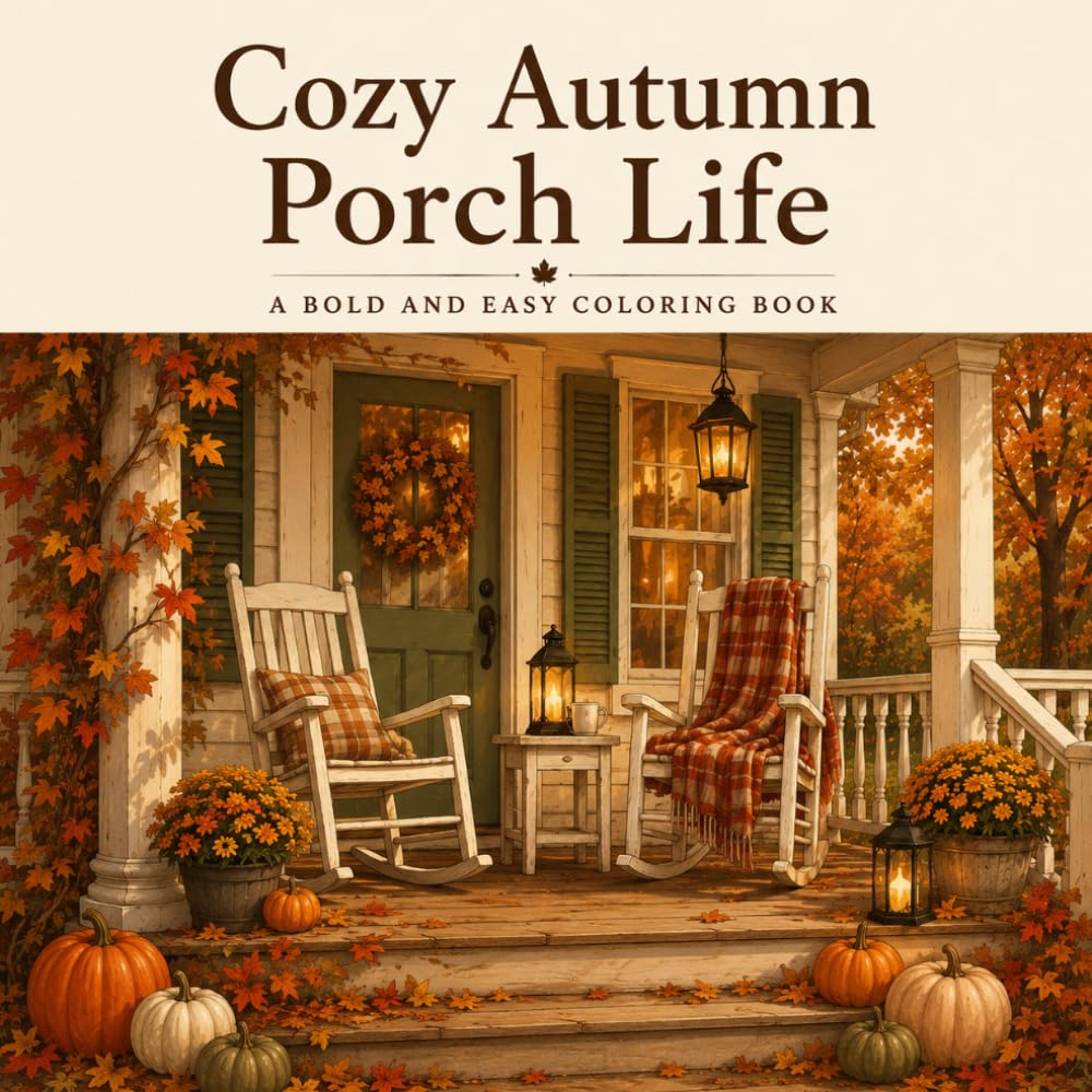 Cozy Autumn Porch: Life A Bold and Easy Coloring Book
