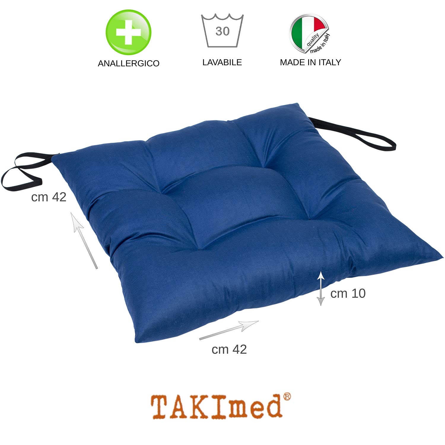TAKImed Cuscino In Fibra Cava Siliconata, Antidecubito Con Schiacciamento Centrale, Ortopedico per Carrozzina