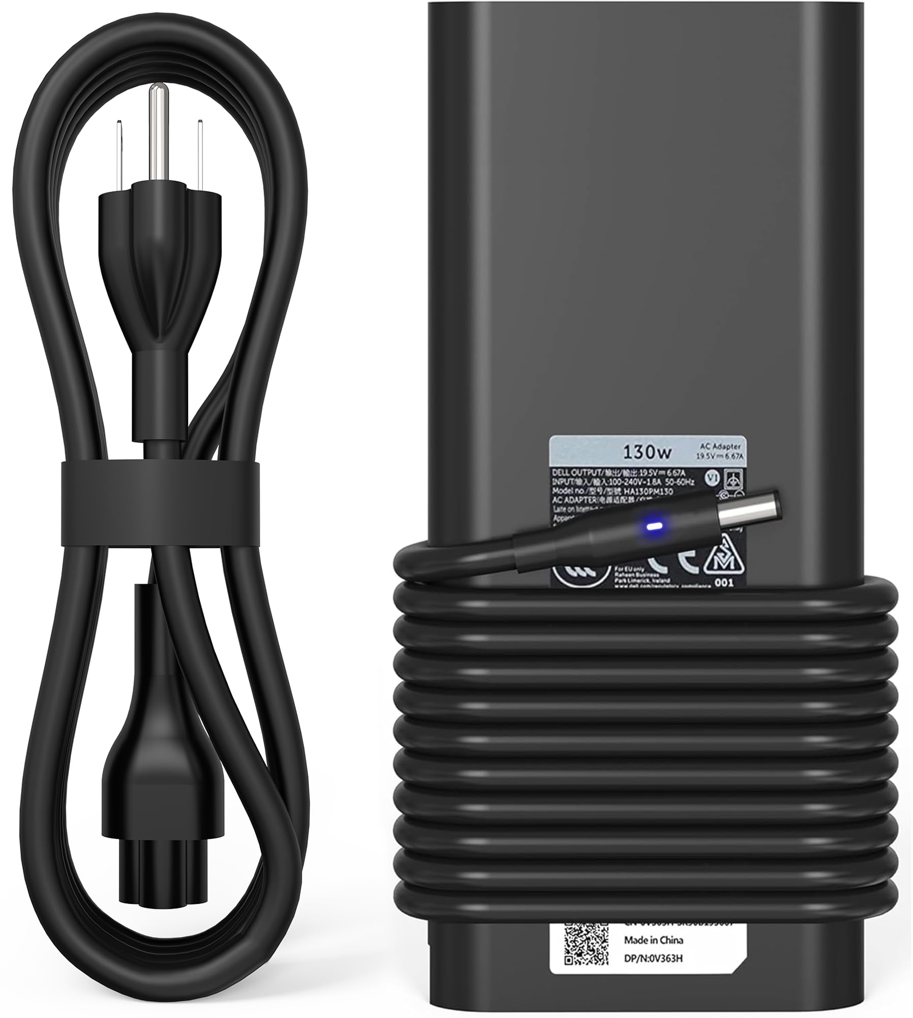 QIOUZW New 130W 4.5mm*3.0mm Round Tip AC Adapter Laptop Charger Compatible with Dell inspiron 14 16 Plus 7640 7620 7630 7420 7510 Dell XPS 15 7590