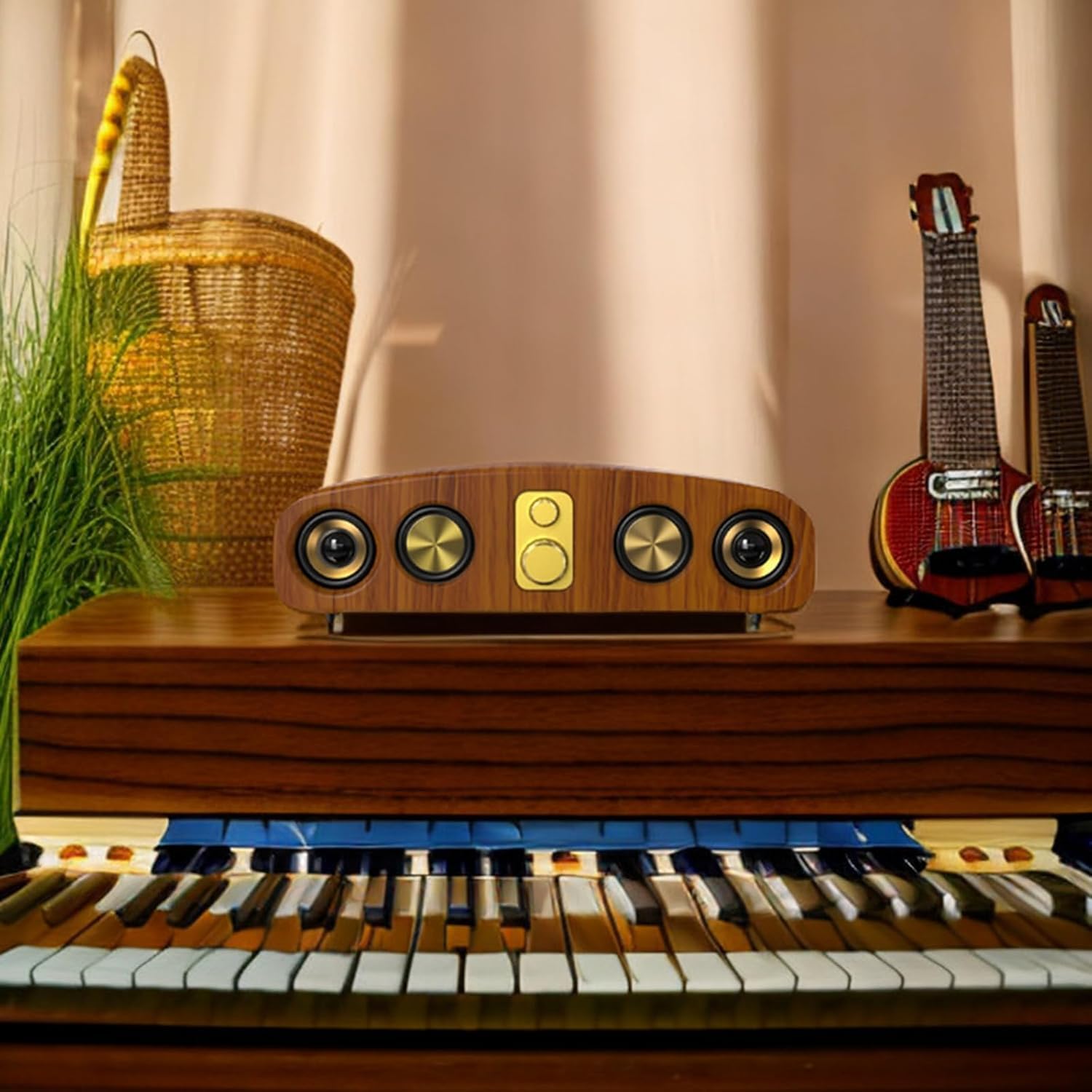 Retro drewniane głośniki Soundbar, Bluetooth 5.0, system dźwięku przestrzennego kina domowego, listwy dźwiękowe, Soundbar z Bluetooth do telewizora, projektor