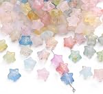1100pcs 5Styles Perles en acrylique Frosted pour la fabrication de bijoux perles colorées mates avec des speckles dorées Star Heart Butterfly Flower Bicone Spacer Perles pour collier Bracelet Boucles d'oreilles DIY Artisanat