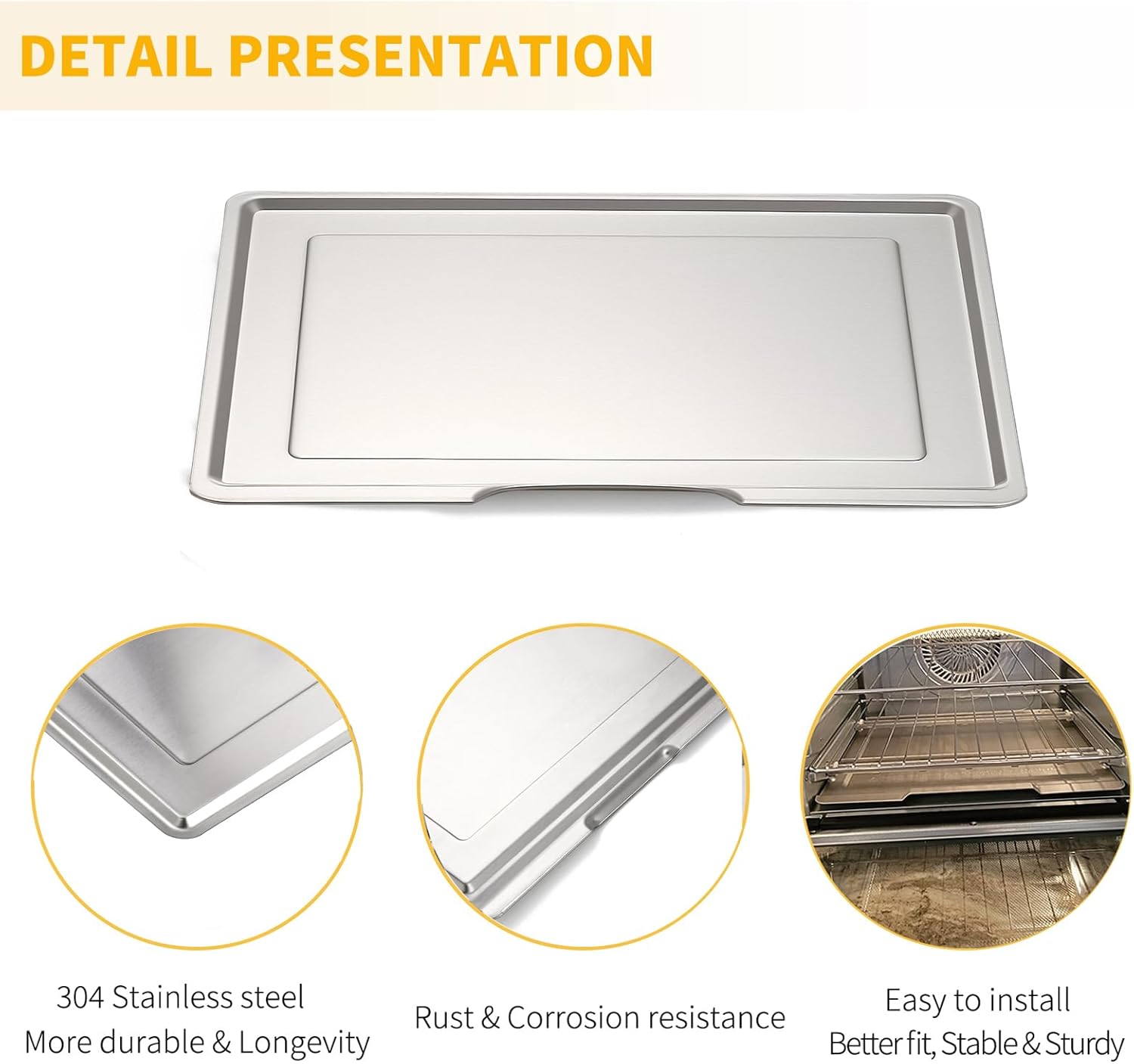 304 Stainless Steel Crumb Tray Replacement for Ninja Foodi FT205CO FT301 SP201 SP301 SP351 Dual Heat Air Fry Countertop Oven Drip Pan Ninja Air Fryer Toaster Oven Accessories 111BH300 Bottom Tray Pan