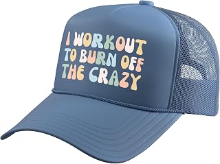 I Workout to Burn Off the Crazy - Gym Fit Pump Cover Workout Trucker Hat with Adjustable Mesh Back