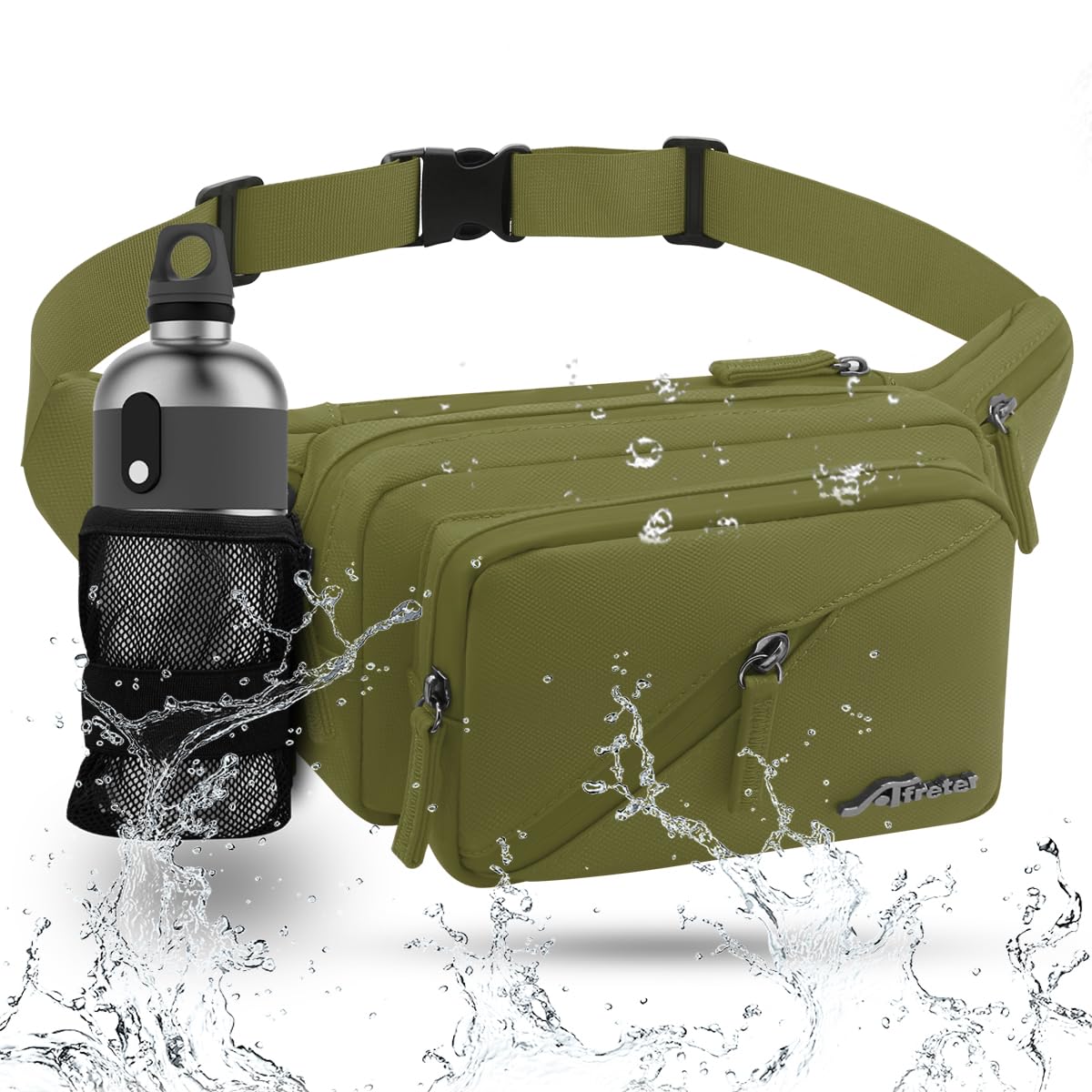 REETEE Marsupio Uomo Donna Impermeabile Marsupio Sportivo con Portaborraccia, Marsupio Trekking per Corsa, Campeggio, Viaggio, Escursionismo e Outdoor Sportivo (verde)