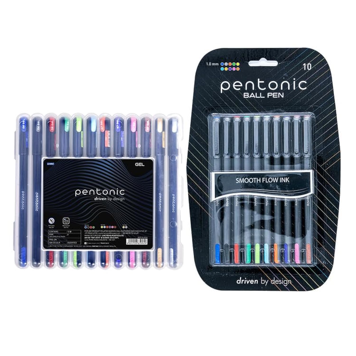 0.7 mm Combo Pack of Ball & Gel Pen Set | Multicolor Ink, Pack of 12 & Ball Pen Blister Pack | Multicolor Ink, Pack of 10