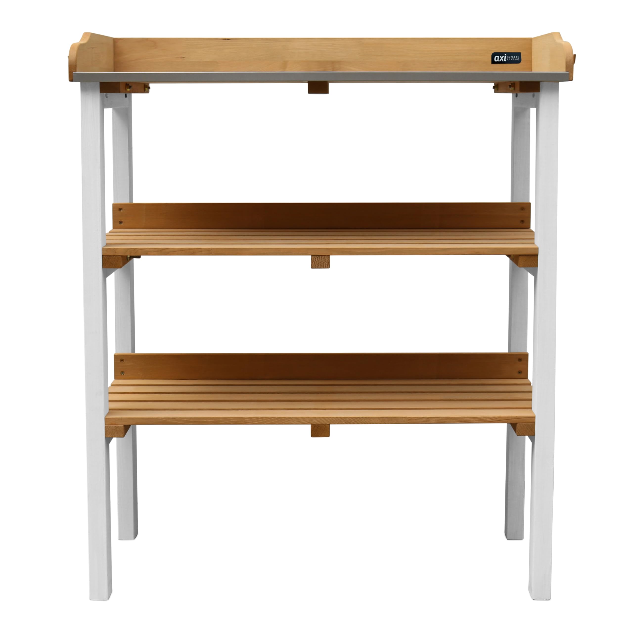 AXI Table de Rempotage avec Étagère de Rangement en Bois Marron & Blanc pour Extérieur