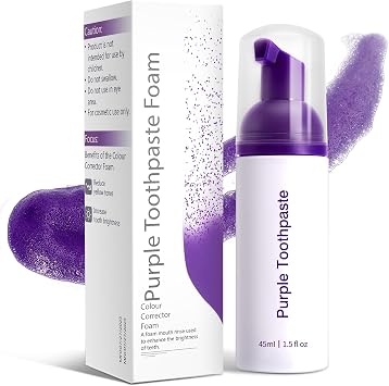 Purple Toothpaste for Teeth Whitening,Purple Teeth Whitening Kit,Tooth Stain Removal Colour Corrector,1.5Fl Oz