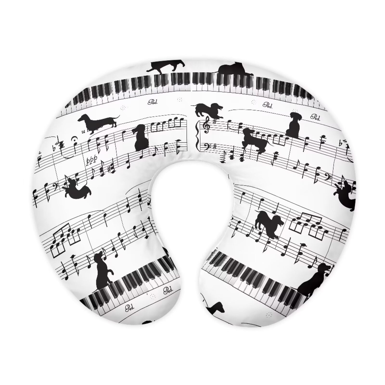 Suhoaziia Dachshund Piano Newborn Nursing Pillow Case with Hidden Zipper Soft Portable Replacement Pillow Cover for Bottle and Breastfeeding, Easy to Put On & Remove