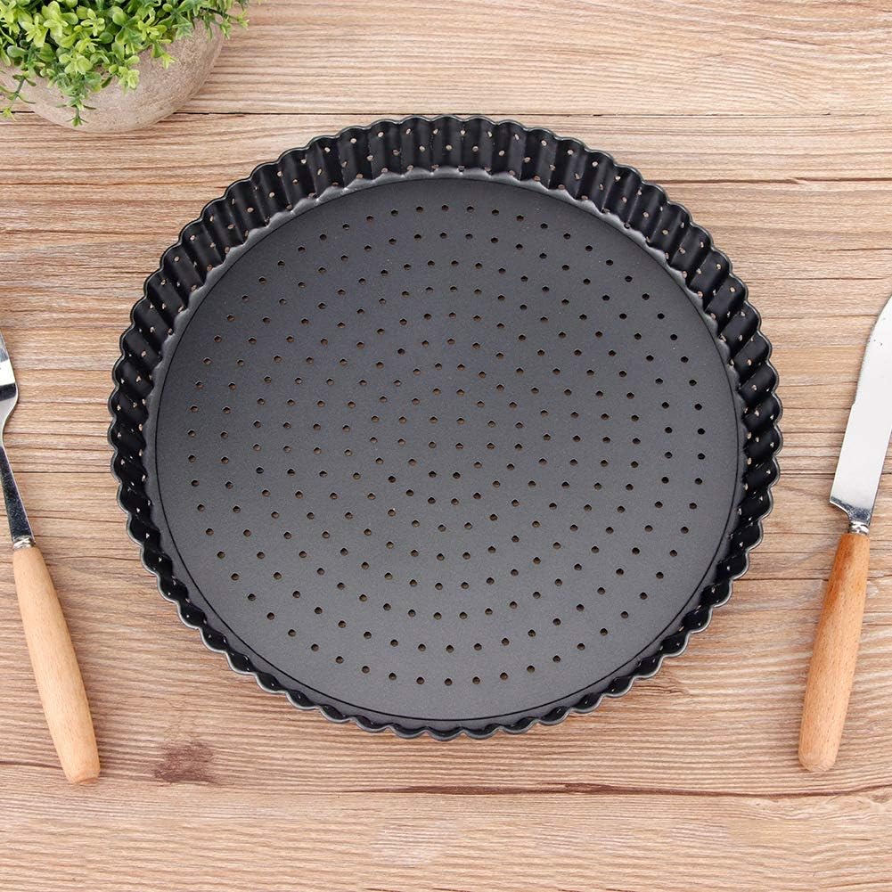 Alvinlite Tart Quiche Pan, Perforated Tart Pan with Removable Loose Bottom, Nonstick Round Fluted Tart Pan Household Thicken Pizza Mold Baking Pan Tray Kitchen Baking Tools 9inch