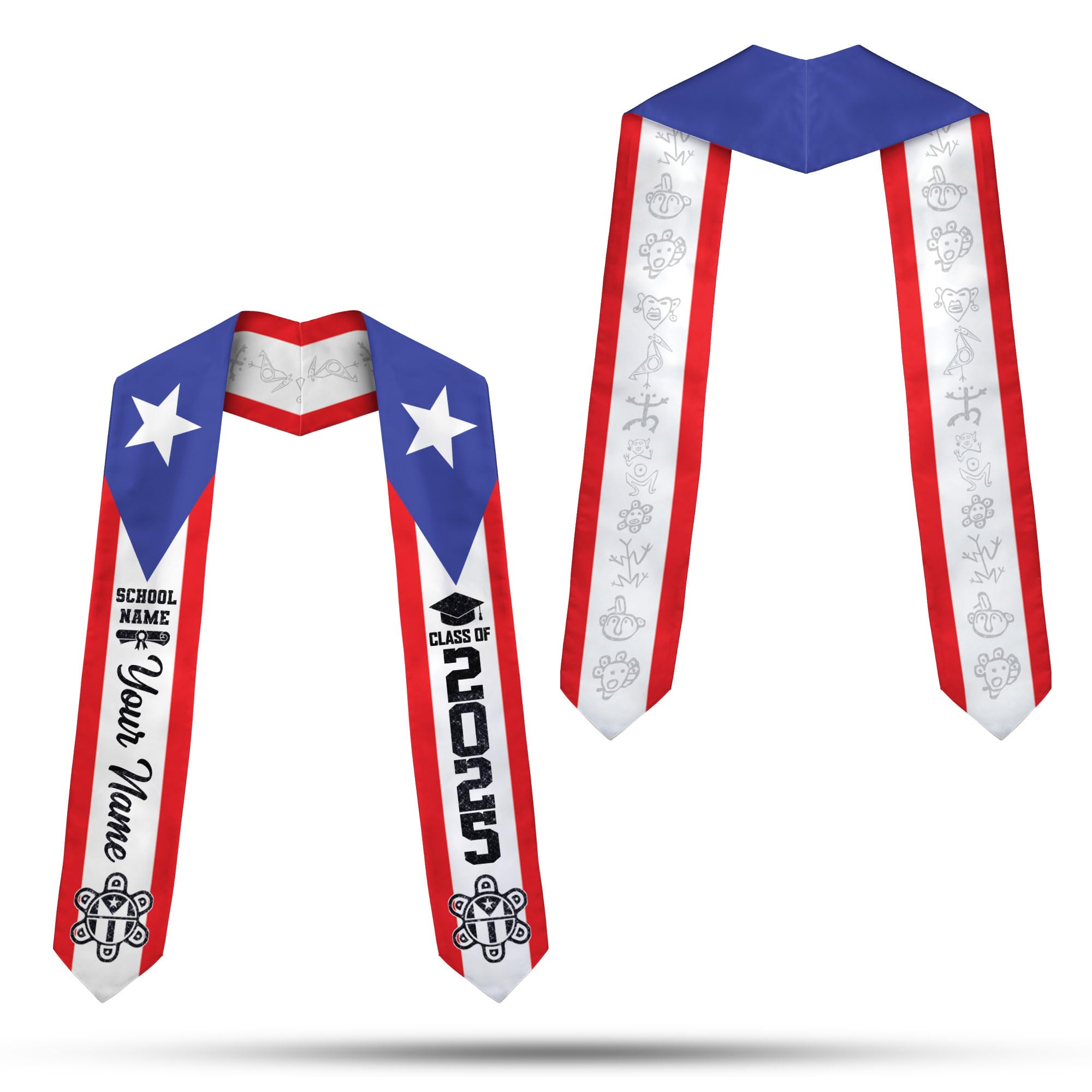 Artparel Custom Puerto Ricans Graduation Sash Puerto Rico American Flag Graduation Sash 2025 Puerto Rico Graduation Stole (PR11)
