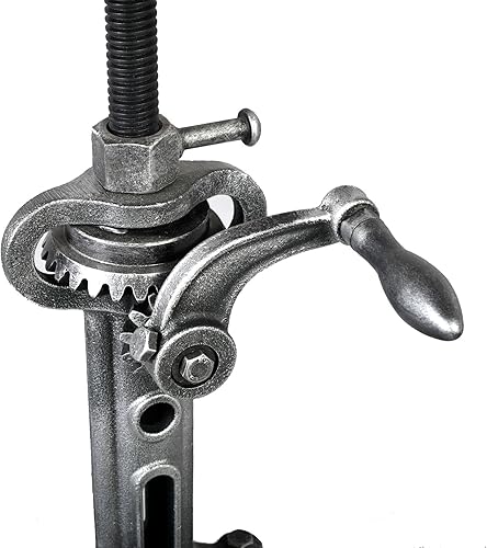 Miniatura 8 de Topower Taburete de manivela industrial antiguo de bricolaje con base de hierro fundido Taburete de bar de diseño de metal de altura ajustable Silla