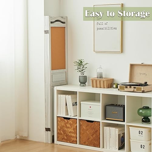 Miniatura 5 de Divisor de madera de 4 paneles, divisores de pared de 5.6 pies de alto para separación de habitaciones, separadores de habitaciones plegables,