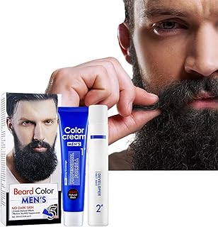 Black Beard Dye 60ml*2, Protect and Dye Your Beard, Gentle Formula for Healthier Dyeing, Rapid Brush-in Color, Easily Cover White Hair, Long-Lasting