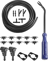 UBOG 22PCS Windshield Washer Hose Kit - 13FT Flexible Rubber Hose, 6 Connectors, 2 Fan Nozzles, Universal Car Fluid Line Replacement