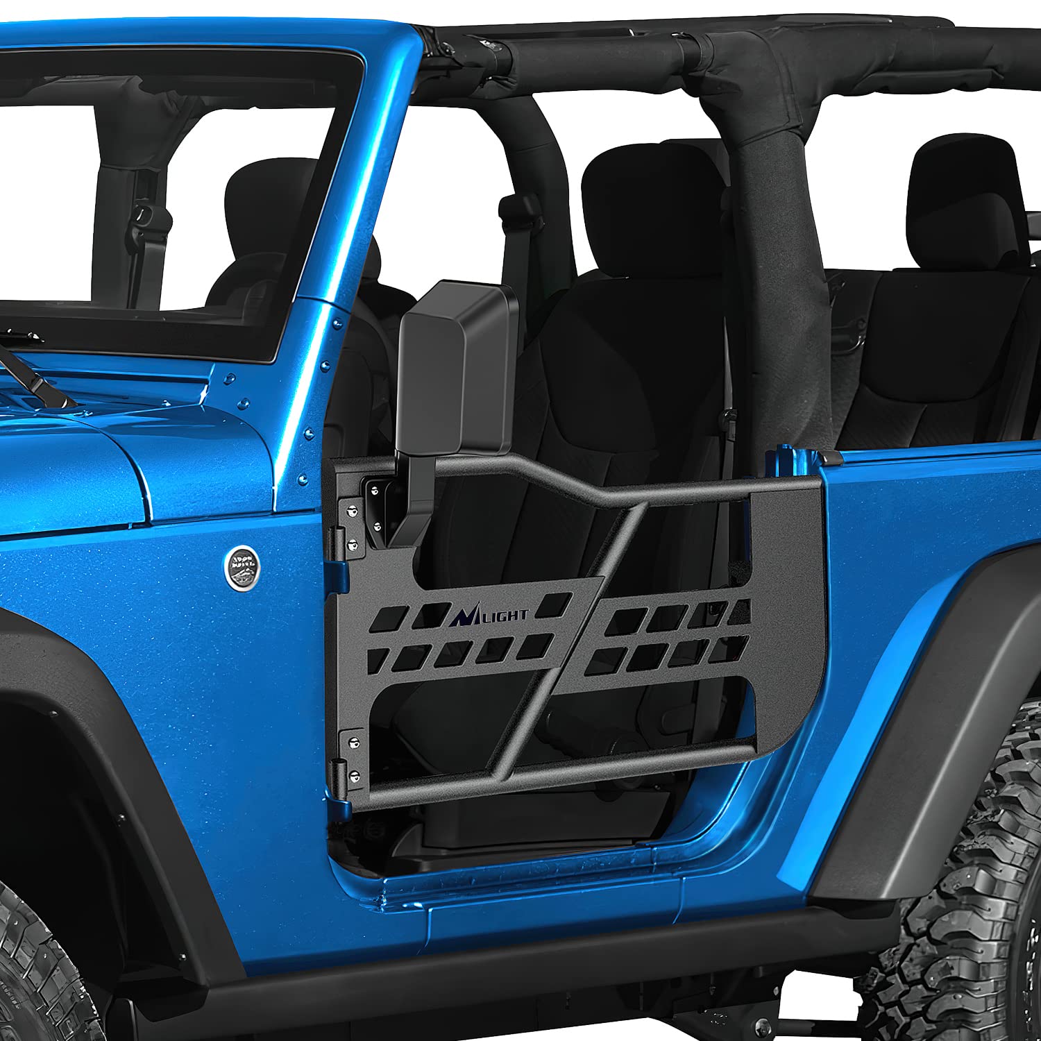 NilightOff Road Front Rear Tubular Doors W/Side View Mirrors Compatible with 2007 2008 2009 2010 2011 2012 2013 2014 2015 2016 2017 2018 Wrangler JK 2 Door Only, 2 Years Warranty