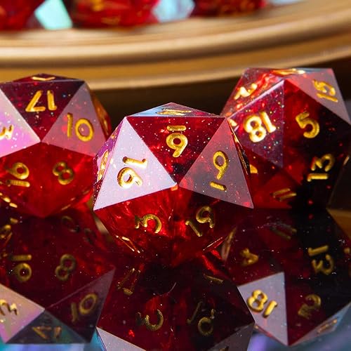 Miniatura 8 de YEMEKO Dados D20 individuales  0.866 in, dados D&D de 20 caras para Calabozos y Dragones, dados DND con borde afilado de resina, poliédricos hechos