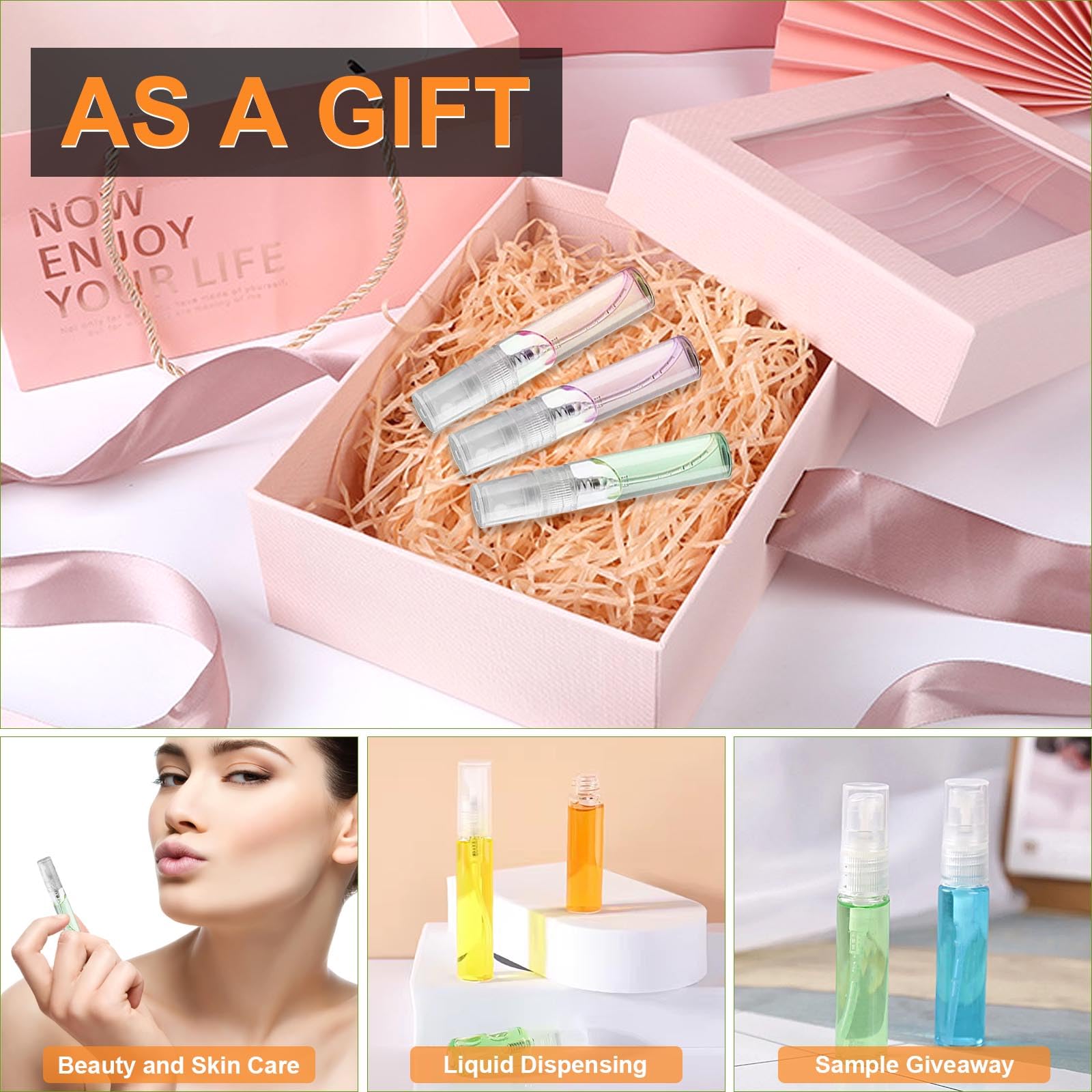 Mini-Sprühflaschen, 3 ml, transparente Kunststoff-Sprühflaschen, nachfüllbarer Parfümzerstäuber, feiner Nebel, Parfüm-Sprühflasche, leere tragbare Probenbehälter für die Reinigung von