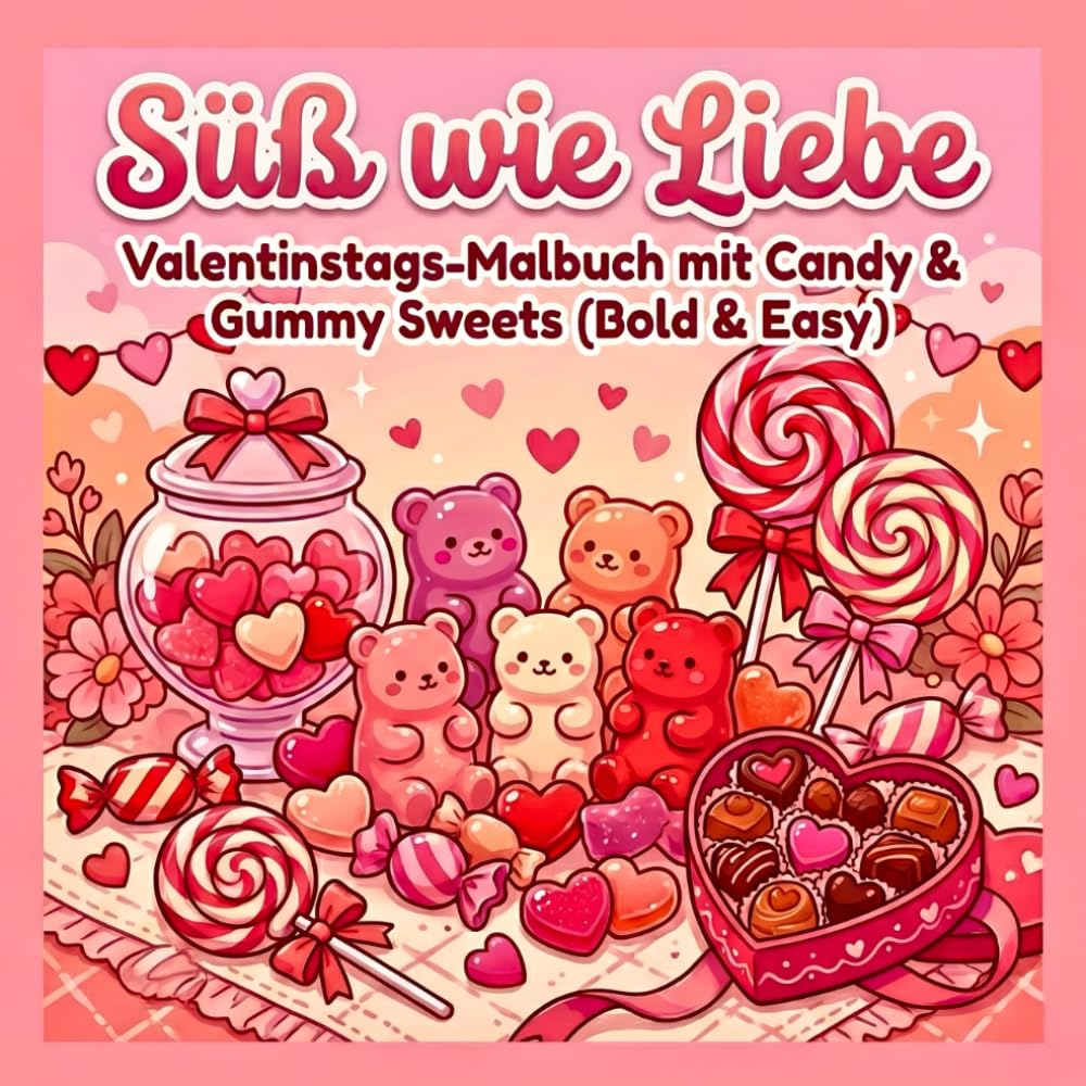 Süß wie Liebe: Valentinstags-Malbuch mit Candy & Gummy Sweets (Bold & Easy)