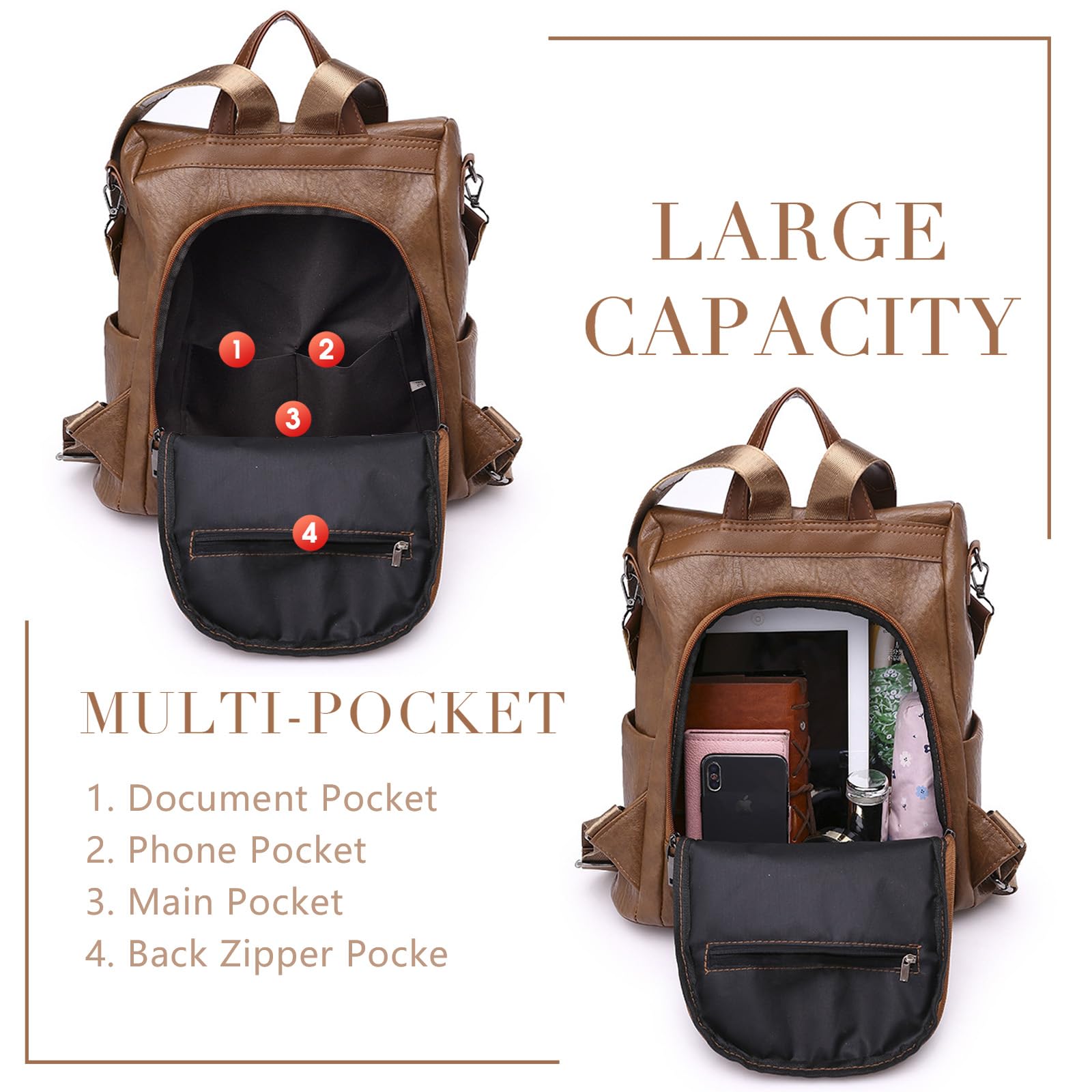 Charmore Zaino da Donna Antifurto Borse Nylon impermeabile Daypack Spalla per Viaggio Lavoro Scuola