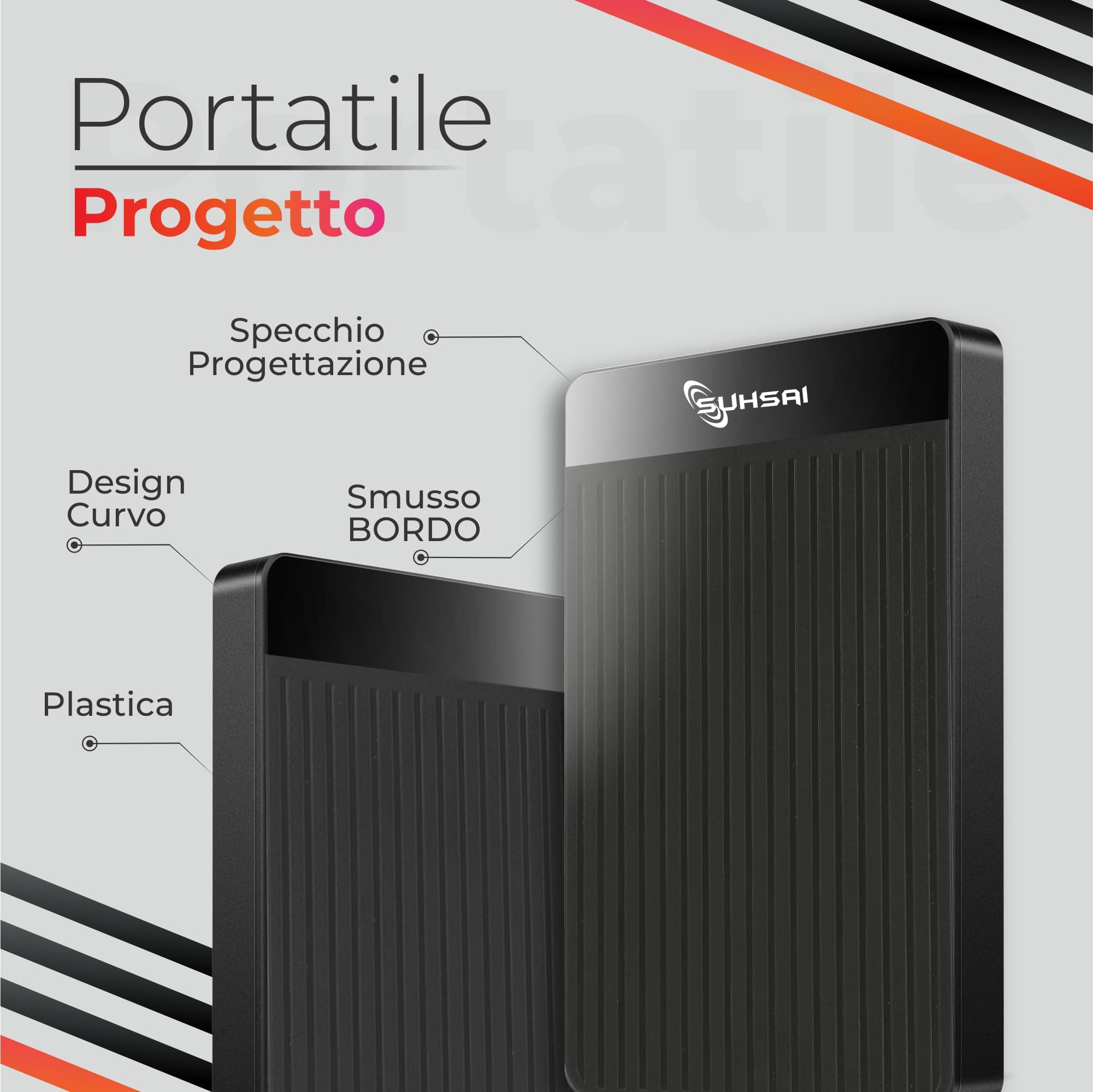 SUHSAI Disco Rigido Esterno Portatile USB 3.1, Backup/Archiviazione di Disco Rigido da 2,5", Disco Rigido Sottile HDD da 500 GB Compatibile con MacBook, PC, Laptop, Desktop, Chromebook (Nero)