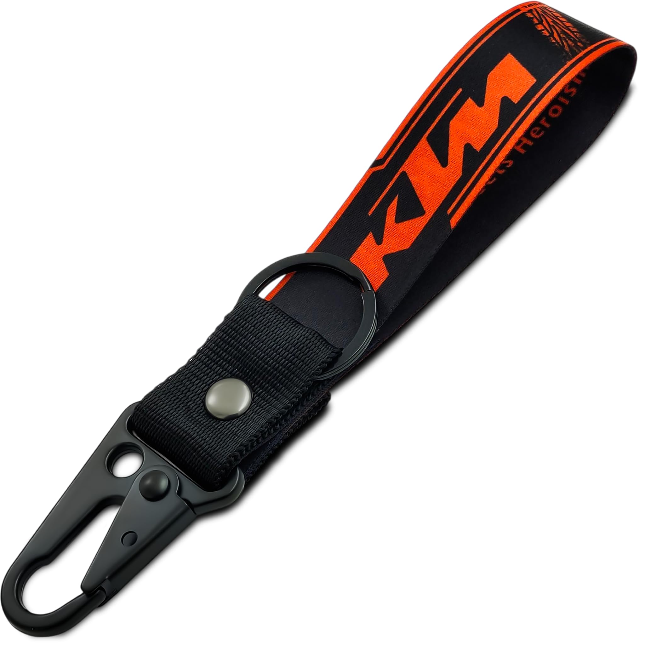 SnapStrap MotoLink Carabiner Keychain Compatible with KTM Bike Strong Heavy-Duty Metal Clip with Fabric Key Ring Bike Accessory (Ebony Black)-image-36