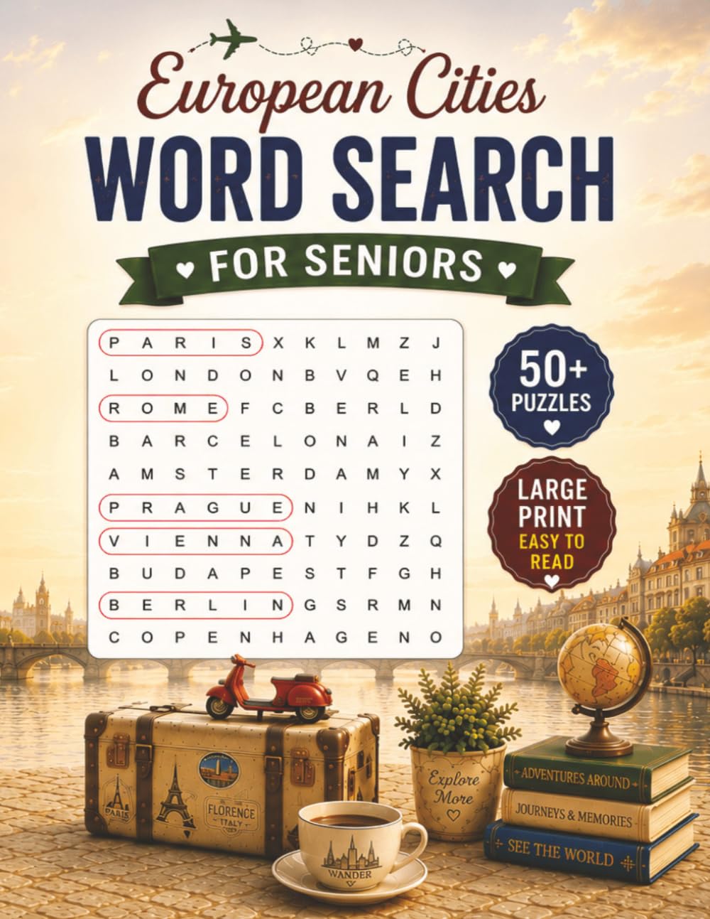 Large Print European Cities Word Search for Seniors: Word Search Puzzles with Easy-to-Read Large Print about Famous European Cities, Landmarks and ... Puzzles | Gift for Seniors & Travel Lovers