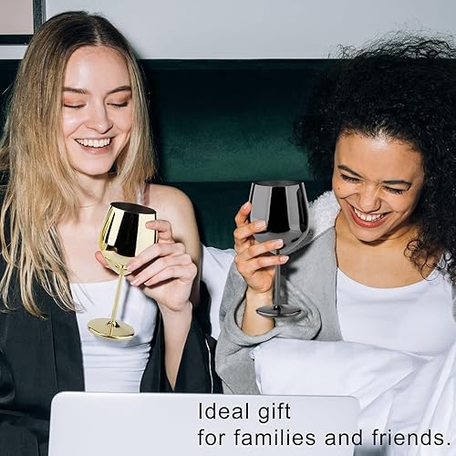 Miniatura 3 de Arora Copa de vino de acero inoxidable de 18 onzas, juego de 2 unidades, color negro, 3.6 pulgadas de profundidad x 8.3 pulgadas de alto (851036)