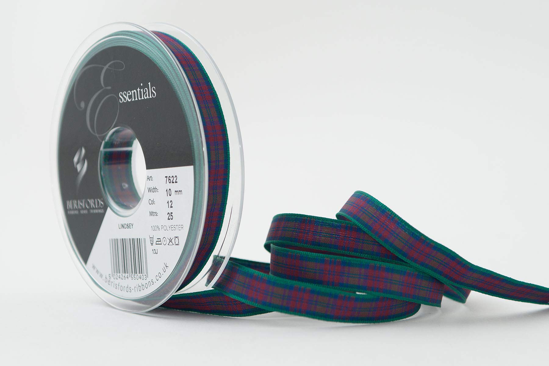 Berisfords Polyester Tartan Ribbon, Lindsay, 10.4 x 10.4 x 1.6 cm