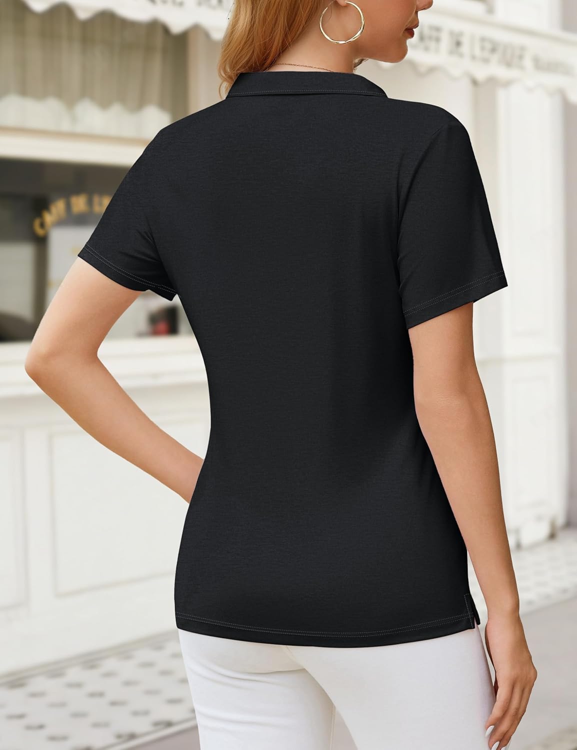 YUCOLEN Polo Shirts for Women Short Sleeve V Neck Golf Shirt UPF 50+ Sun Protection Work Summer Casual Tops - Image 5