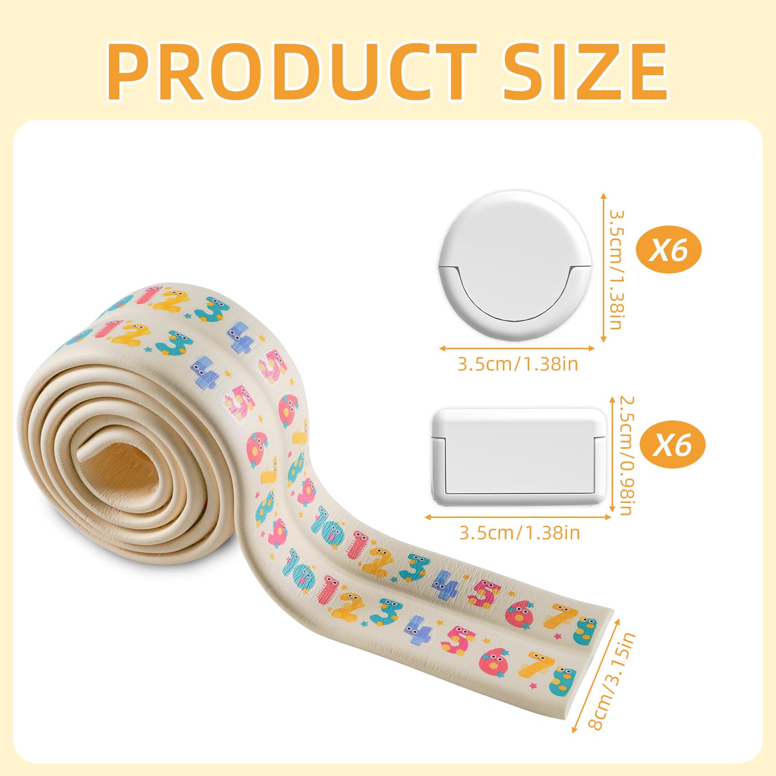 NAESM Edge Protector for Baby 2 Meter Soft Protective Foam Protector and 12 Baby Socket lock Protectors for Kids Edge Protection and Electric Shock Protection for Children - Image 2