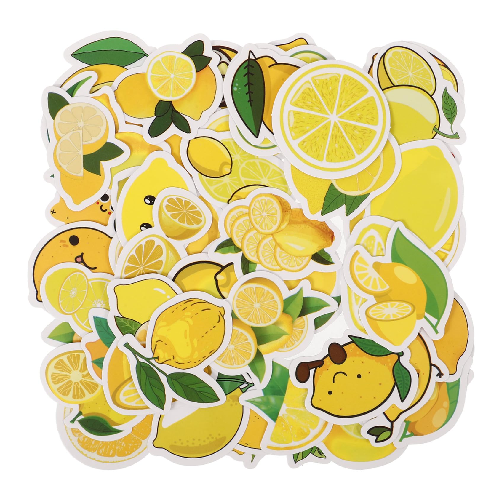 Mipcase 50 Pegatinas de Limón Adorables para Scrapbooking y Decoración, Autoadhesivas, Seguras para Usar en Ordenador y Maletas, Diseño Infantil Amarillo