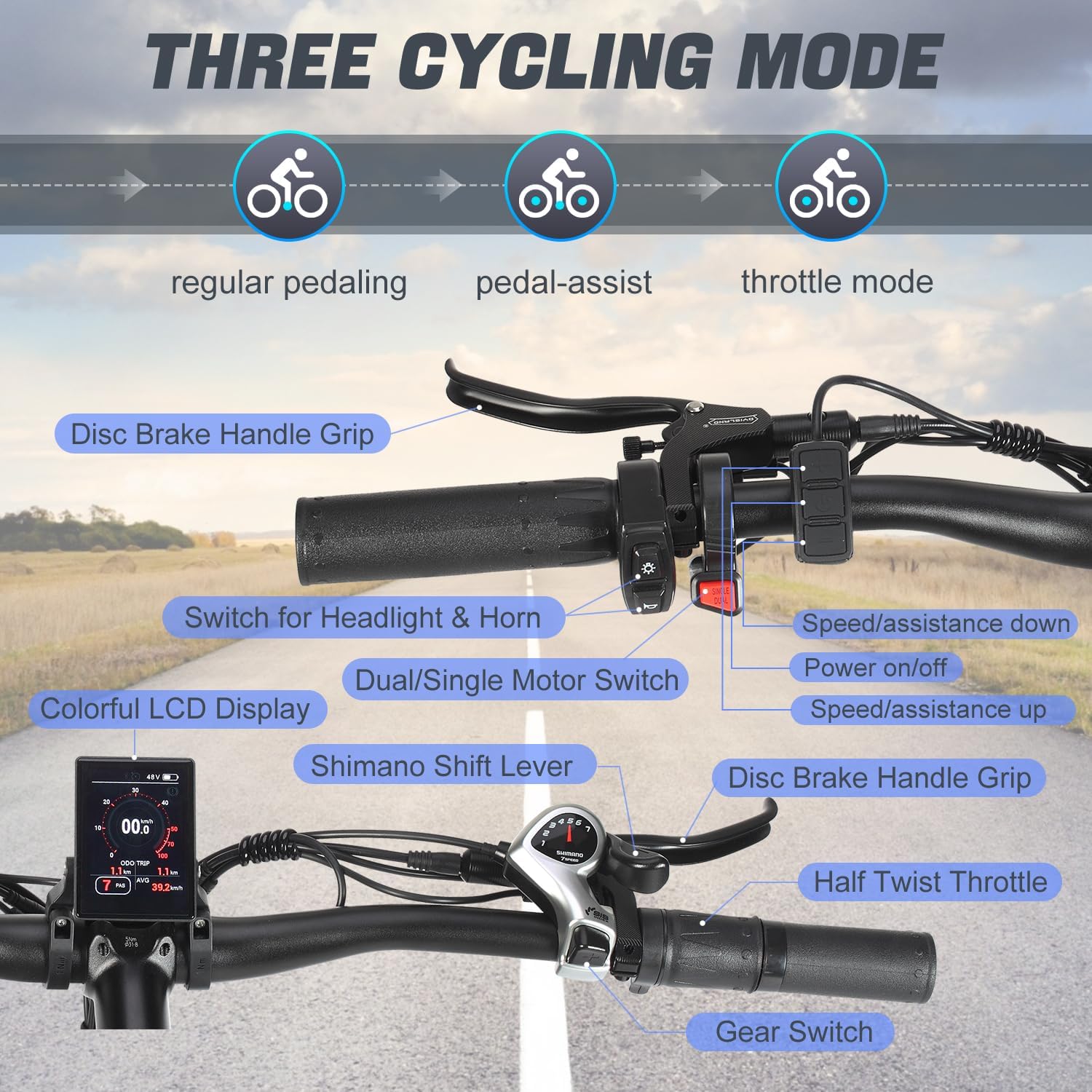 PHILODO Electric Bike for Adults, Dual Motor 3000W Peak Fat Tire Ebike Dual Battery Electric Bicycles 46AH with Full Suspension 26inch Dirt Bike for Off-Road Mountain Snow 100 Miles