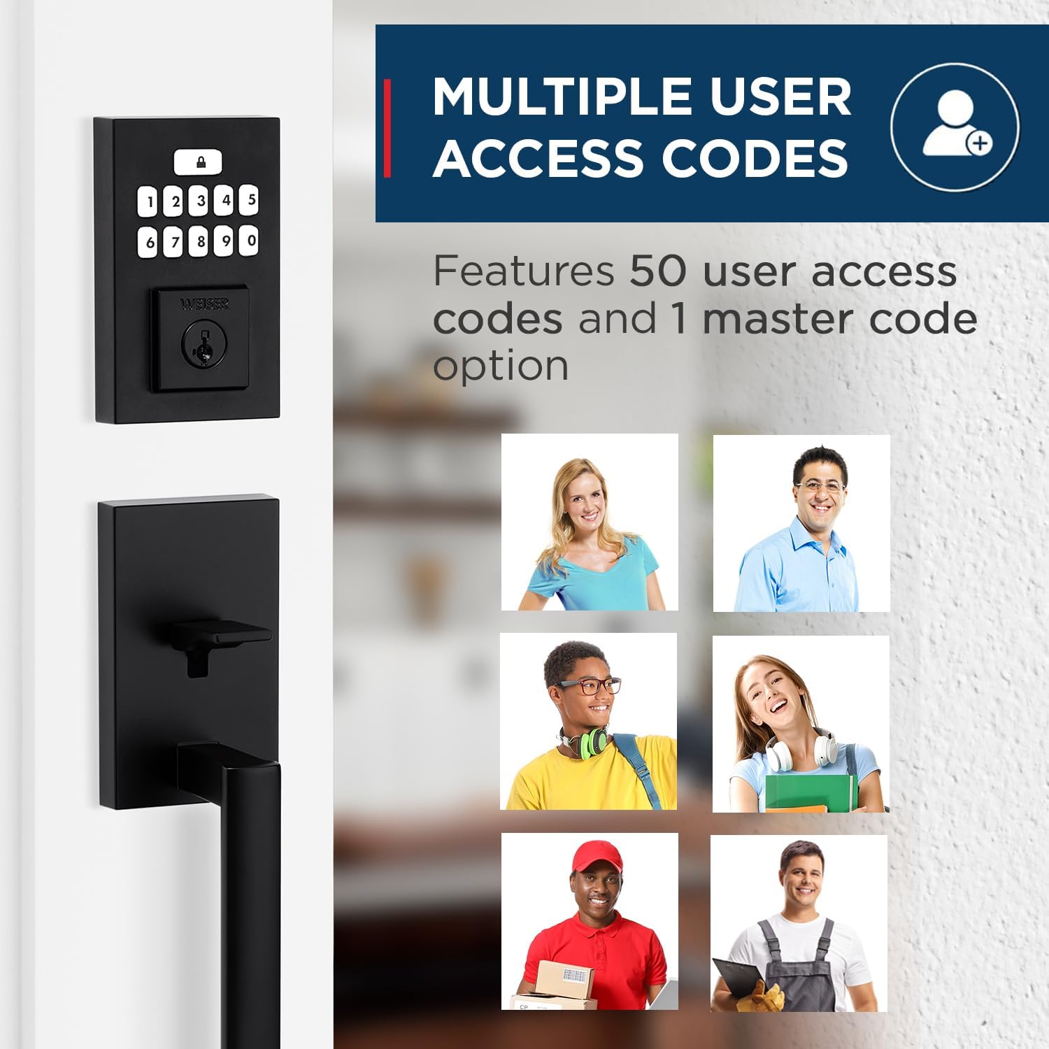 Weiser Matte Black Front Door Lock and Handle Set, SmartCode Keypad Door Lock with San Clemente Handleset & Halifax Interior Door Handle, Keyless Entry Door Lock, Front Door Handles with Deadbolt Lock - Image 5