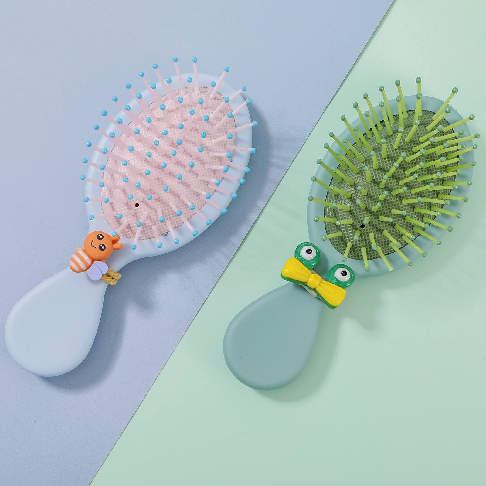 ADAKEL Spazzola per Capelli, Bpazzola Districante Ovale per Bambini Pettine Portatile da Massaggio con Gasbag con Corda per Capelli per tutti i tipi di capelli (Blu, Verde)