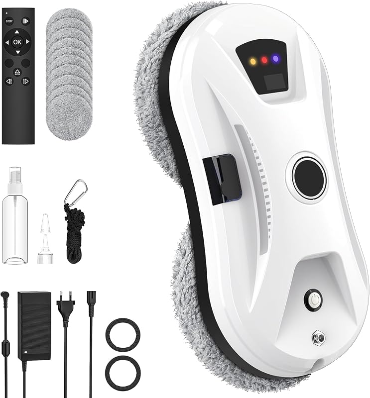 Window Cleaning Robot, Window Cleaner Robot Auto Spray, Automatic Cleaning with Intelligent Path Planning, 5600Pa Suction Power, Edge Detection Technology, Remote Control