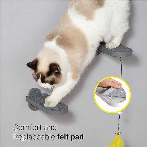 Miniatura 2 de SVD.PET Paquete de 2 escalones de pared para gatos, escaleras de escalada para gatos con almohadilla de fieltro reemplazable, estantes de escalada