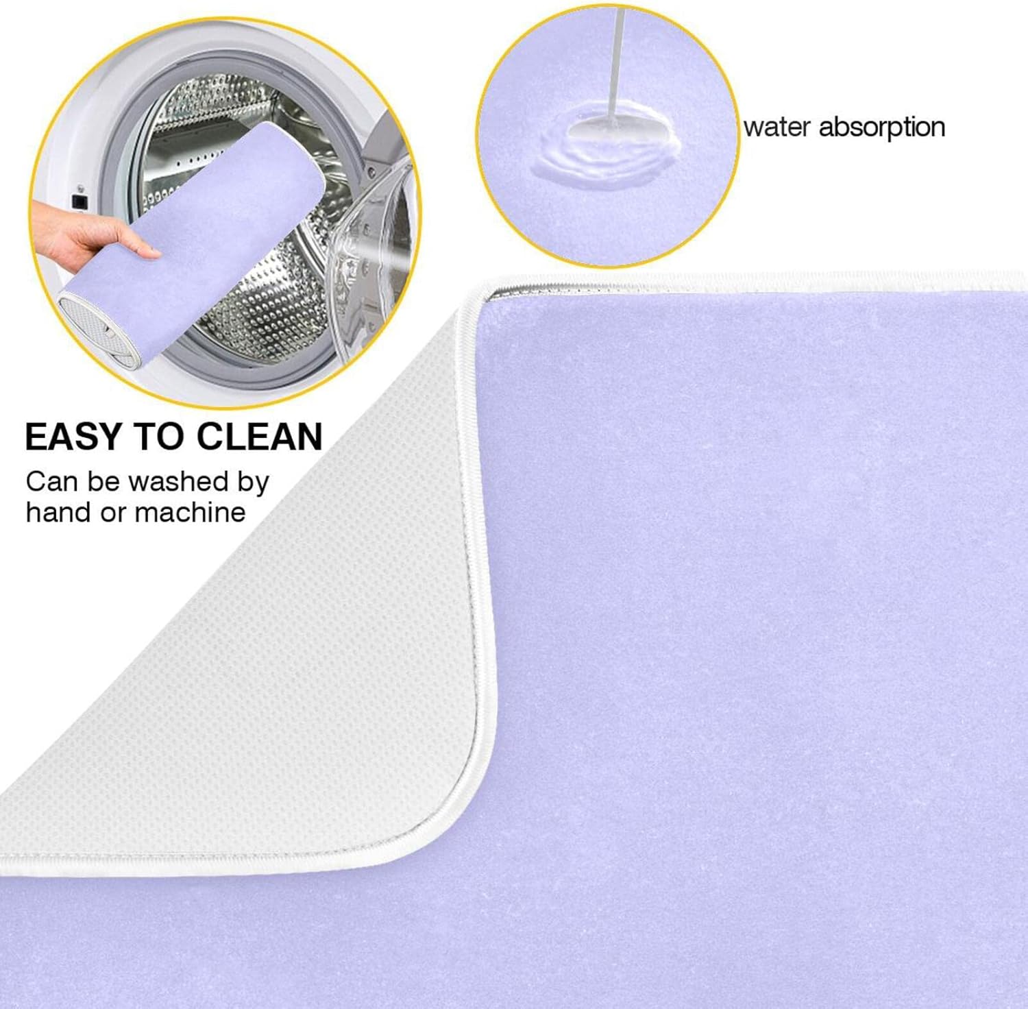 Lavender Blue Heat Resistant Kitchen Mat Drying Matts for Dishes 18 x 24 Dry Matt Dish Drying Mats for Kitchen Counter Drying Dish Mat