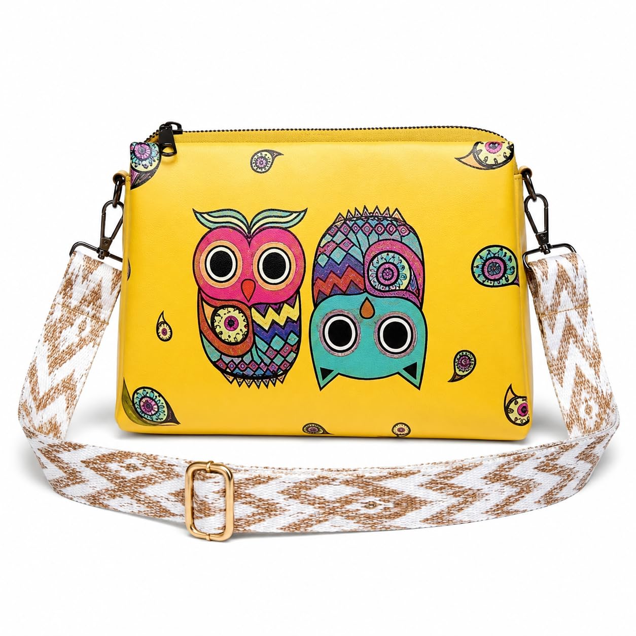 Printed Sling Bag for Women & Girls | Stylish Yellow Crossbody Bag with Adjustable Strap | Lightweight Small Shoulder Bag for Daily Use, Travel & Gifting-image-19