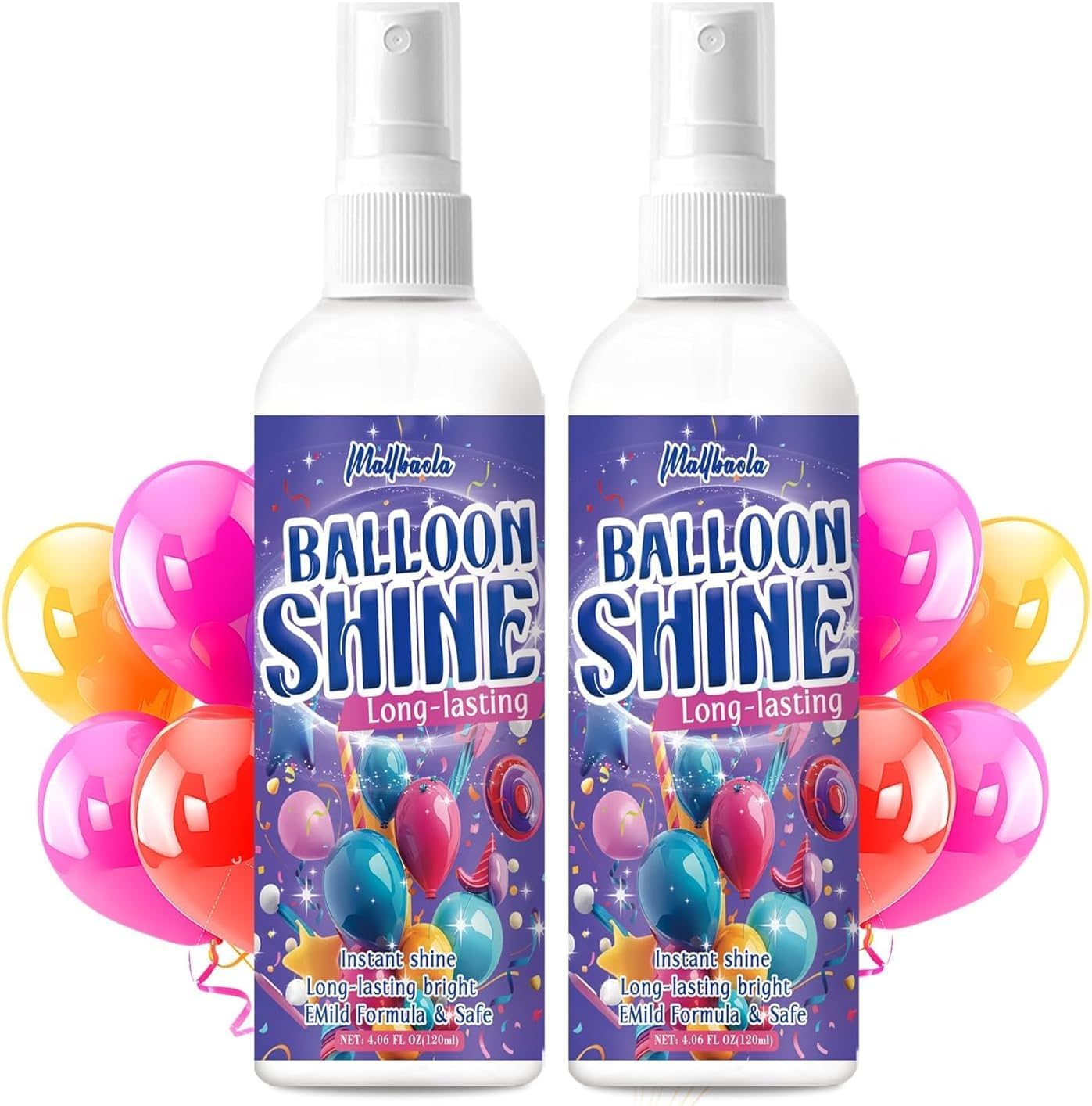 Instant Balloon Shine Spray, 2 Pack Sparkle Balloon Spray Shine, Long Lasting High Shine, Scent-free & No-Wipe Balloon Shine Spray Latex Balloons, Perfect for Balloon Décor, Party, Event