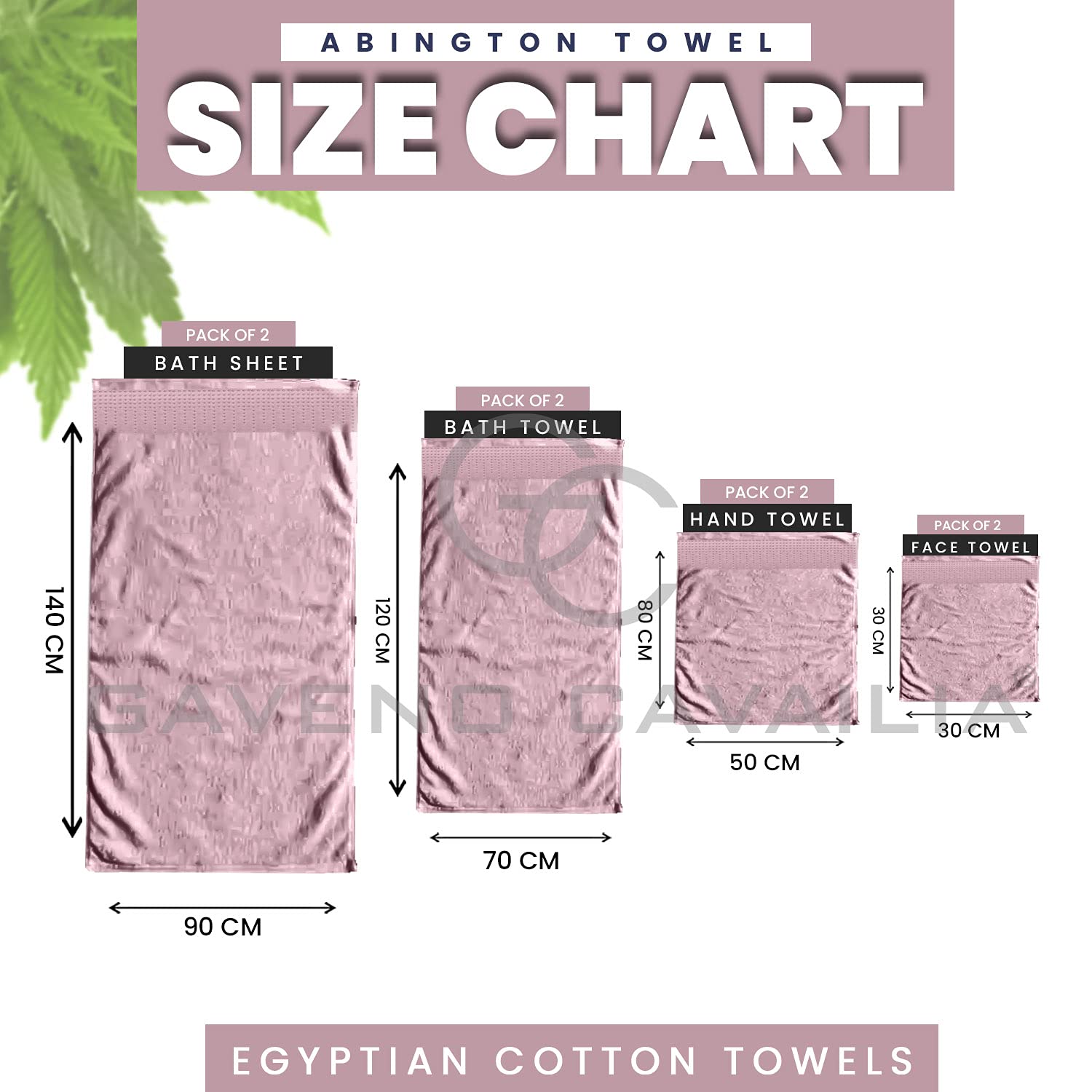 GC GAVENO CAVAILIA Juego de 2 Toallas Abington de Lujo, 100% algodón, Suave y Acogedor, Accesorio de baño, Color Rosa Rubor, Toalla de baño