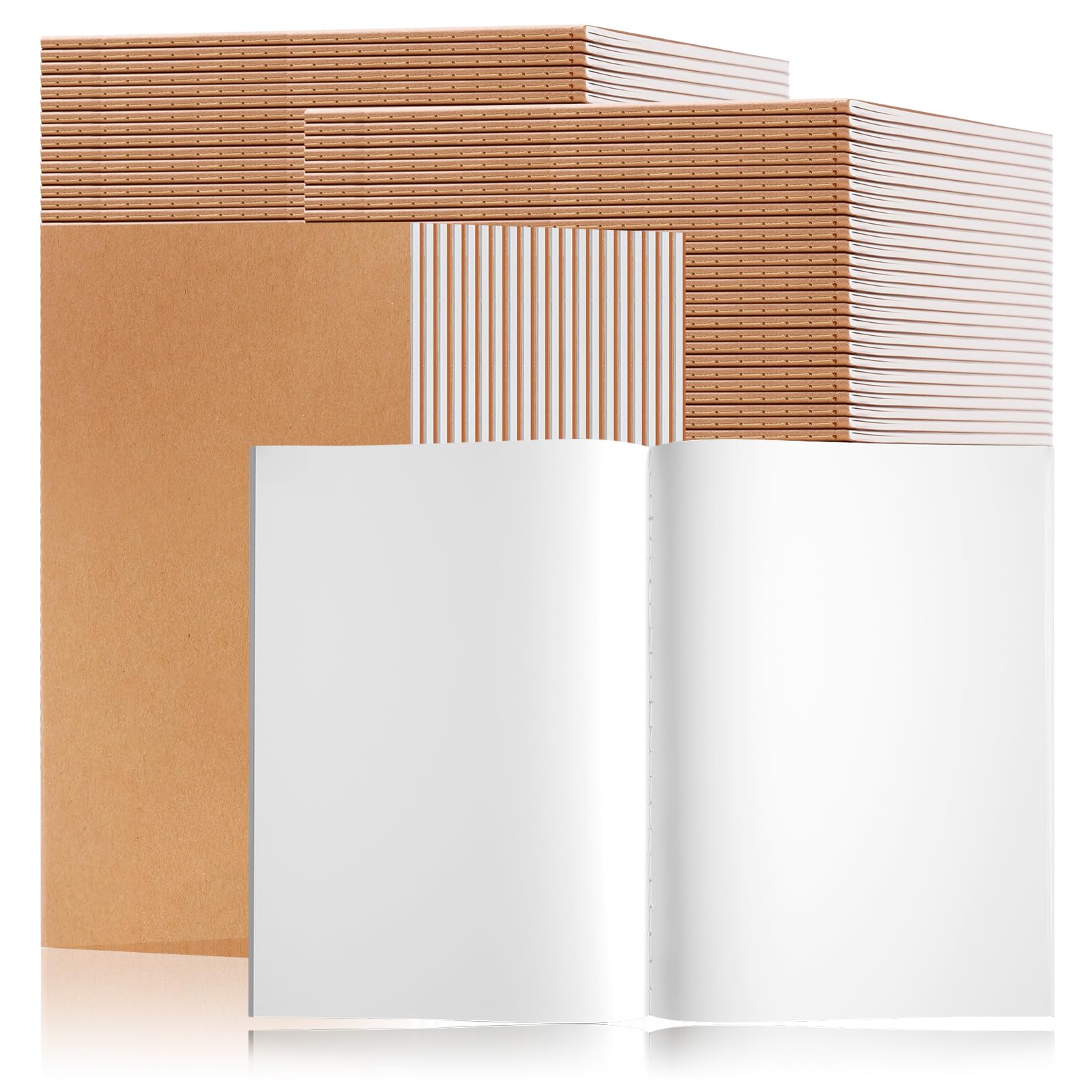 Paquete de 60 cuadernos de papel kraft A5 en blanco, 8.3 x 5.5 pulgadas, cuadernos de viaje pequeños a granel, 80 g/m², 60 páginas/30 hojas, cuadernos de asignaturas A5, juego de diario de viaje para