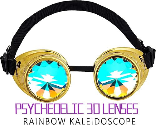Miniatura 144 de Gafas de caleidoscopio retro con pinchos, gafas de cristal arcoíris steampunk estilo soldadura, gafas de cosplay punk