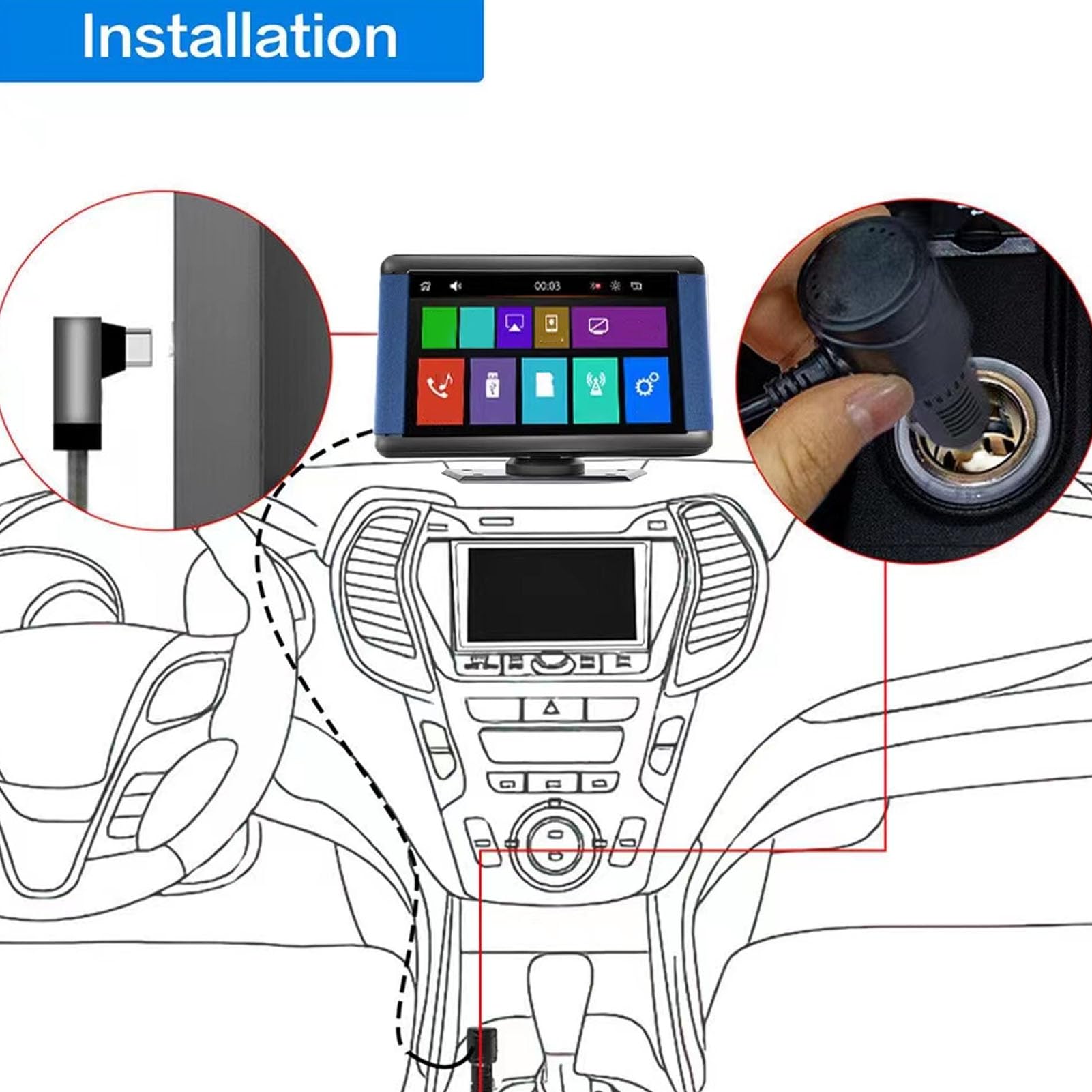 Akozon ÉCRAN Tactile Portable CARPLAY STÉRÉO WiFi Rapide Aide DE Sauvegarde AUTORADIO HD (avec Un Appareil Photo)