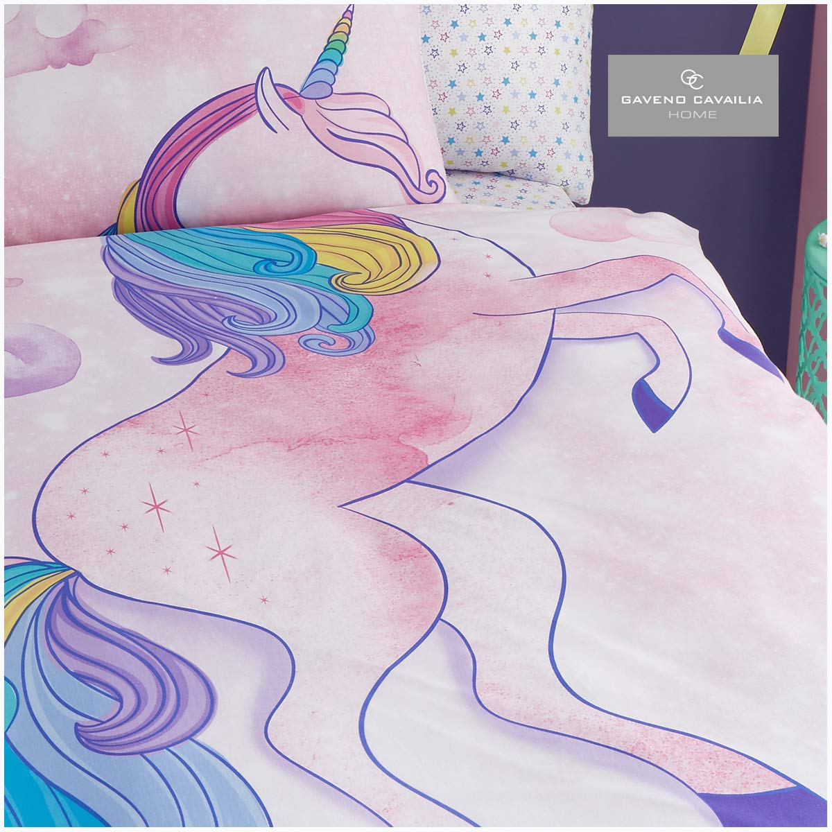Gaveno Cavailia Kids Panel Duvet Set Unicorn Single Children Character Bedding 2 Piece Printed Reversible Bedlinen Easy Care Bedset 1 Quilt Cover and 1 Matching Pillow Case - Image 4